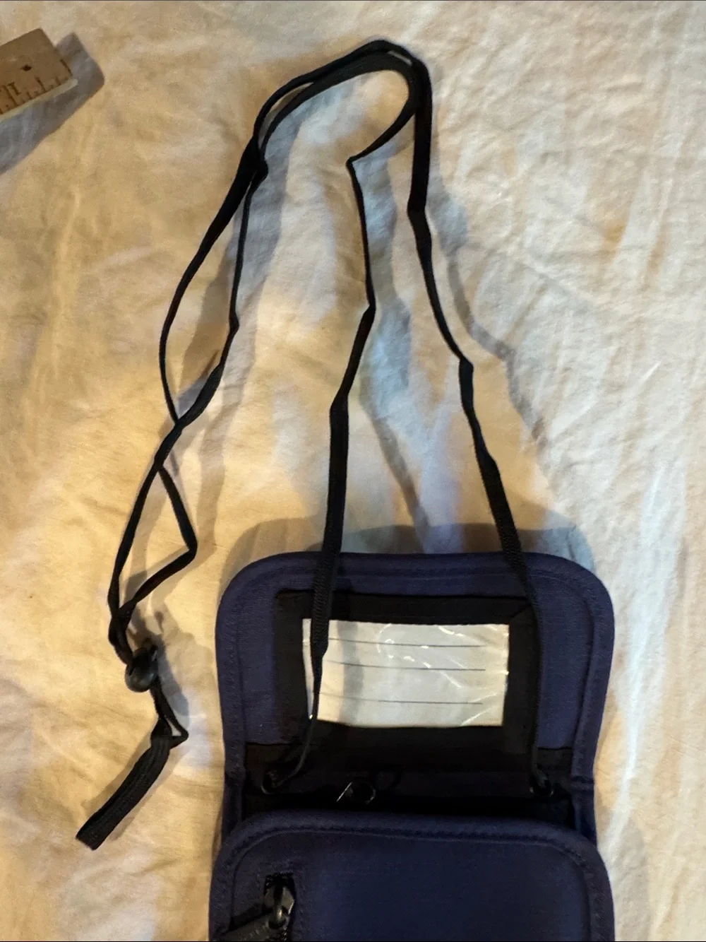 L.L.Bean Navy Blue Travel passport Toiletry Pouch lanyard
